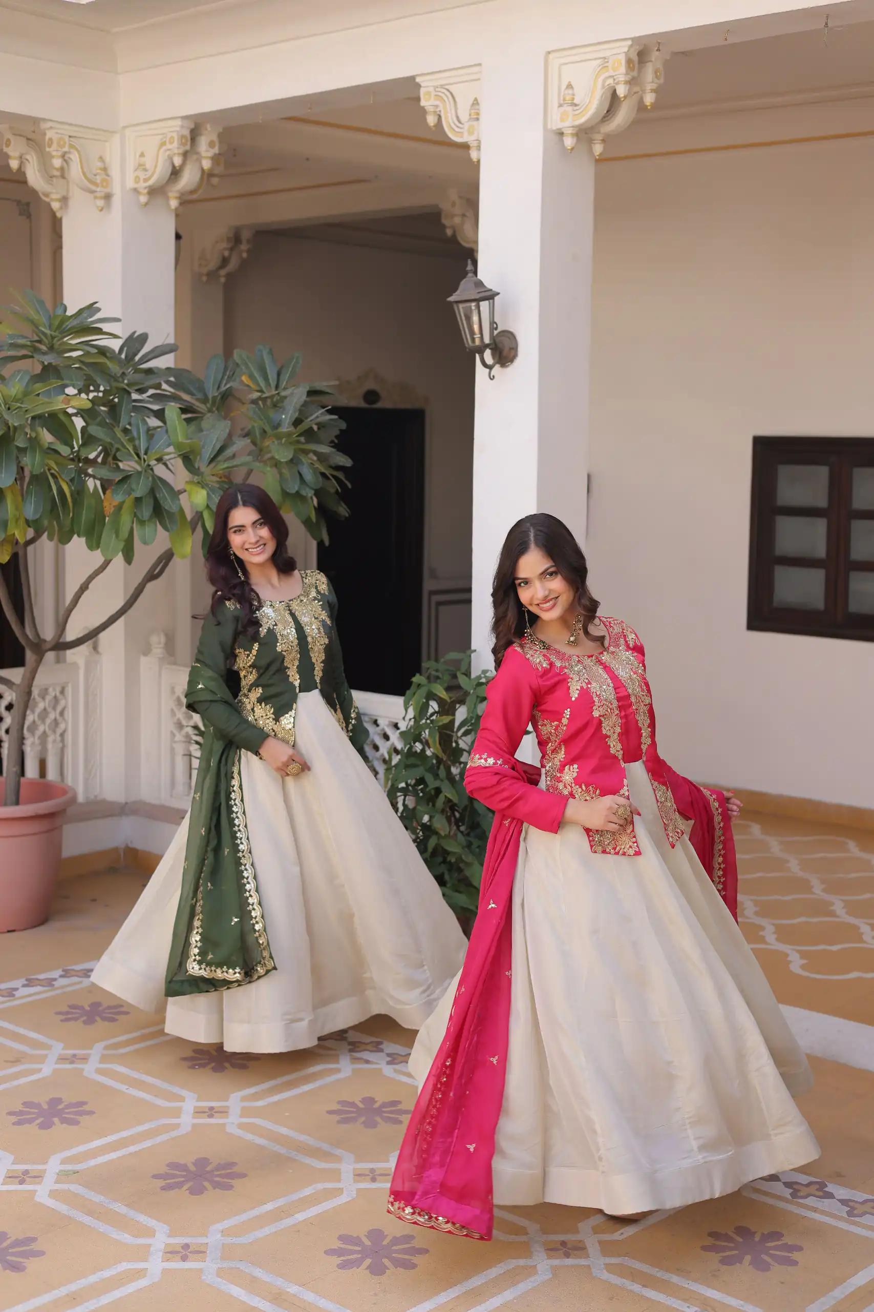 Pink Glass Roman Sequins Work Gown - Image 5