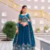 Special Teal Vichitra Silk Thread Work Lehenga Choli