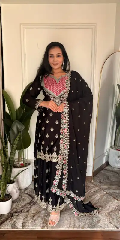 WW G 6000 Black Viscous Chinon Salwar Suit with Lace Work & Embroidery Work. Exclusive Offer ₹2499. Delivery 4-6 Working Days. Shop now. | Jump Suits, Salwar suit, Casual Suits, Creative suits, Designer Suits, Palazzo Suits, Party Wear Suits, Patiala Suits, Straight Suits