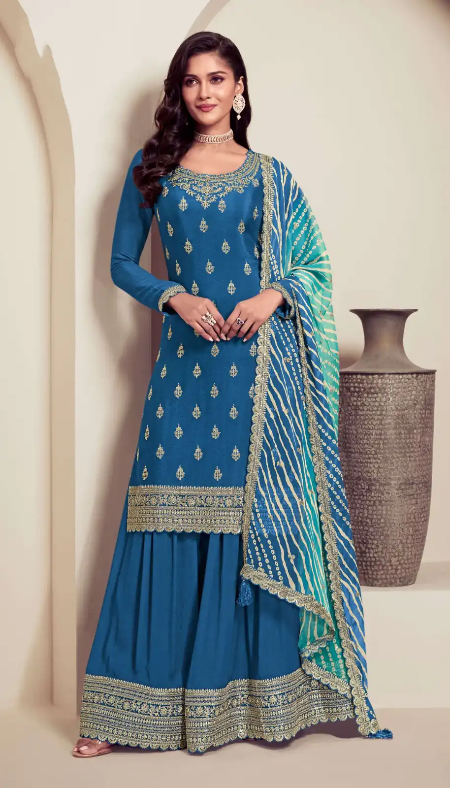 FC 72961 Blue Viscous Chinon Salwar Suit with Lace Work & Embroidery Work. Exclusive Offer ₹2549. Delivery 4-6 Working Days. Shop now. | Jump Suits, Salwar suit, Casual Suits, Creative suits, Designer Suits, Palazzo Suits, Party Wear Suits, Patiala Suits, Straight Suits
