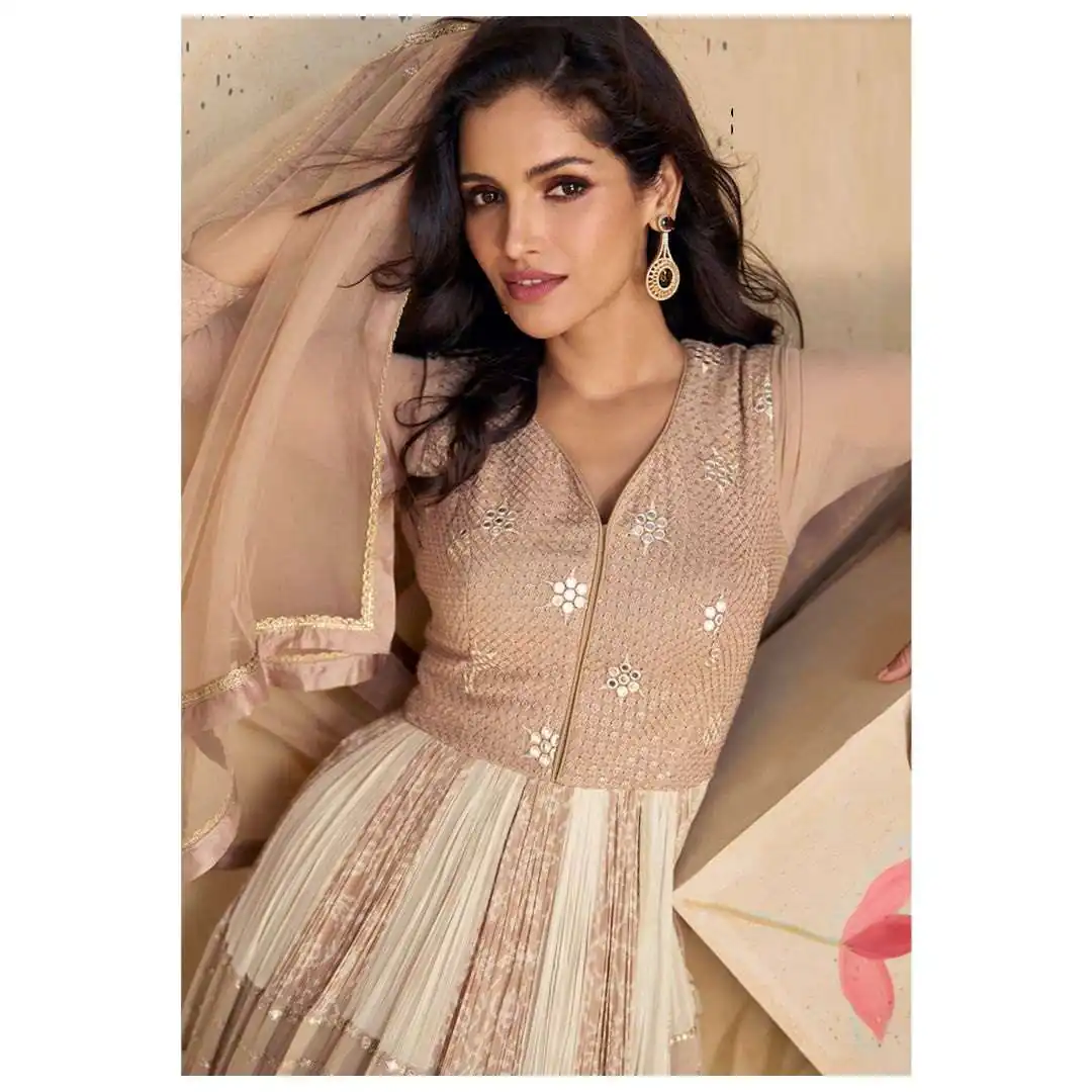 FC 5502 Cream Color Dual Tone Star Georgette Salwar Suit with Embroidery Work. Affordable Price ₹2649. Delivery 4-6 Working Days. Shop now. | Jump Suits, Salwar suit, Casual Suits, Creative suits, Designer Suits, Palazzo Suits, Party Wear Suits, Patiala Suits, Straight Suits