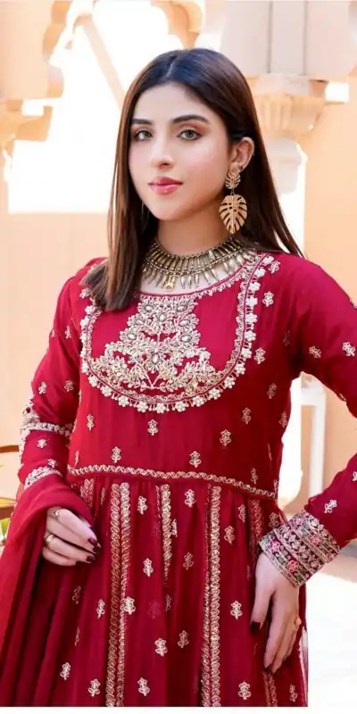 WW 1206 Red Color Fox Blooming Georgette Gown with Lace Work. Affordable Price ₹2399. Delivery 4-6 Working Days. Shop now. | Gowns, Bollywood Gowns, Creative Gowns, Designer Gowns, Embroidered Gowns, Party Wear Gowns