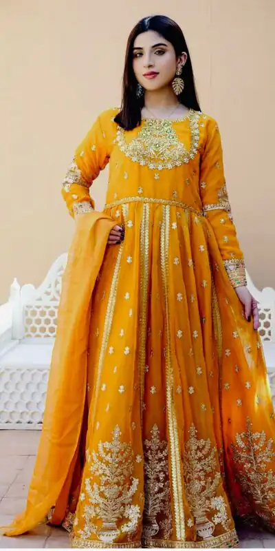 WW 1206 Yellow Color Fox Blooming Georgette Gown with Lace Work. Affordable Price ₹2399. Delivery 4-6 Working Days. Shop now. | Gowns, Bollywood Gowns, Creative Gowns, Designer Gowns, Embroidered Gowns, Party Wear Gowns