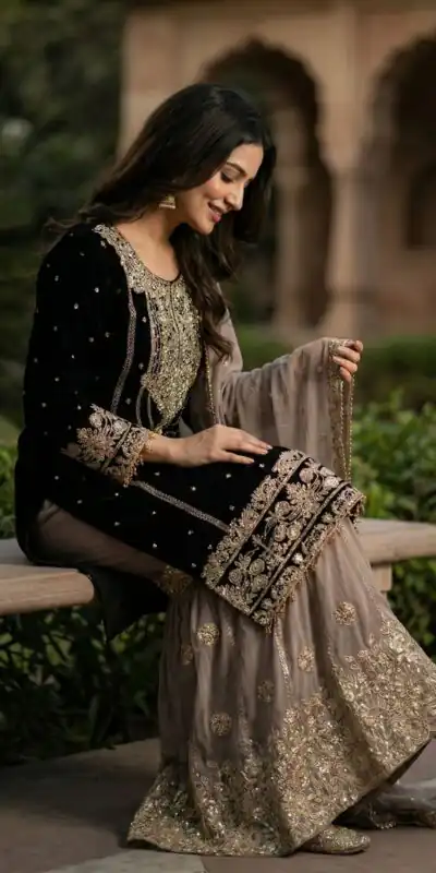 SR 1706 Black Faux Georgette Gown Perfect for Wedding, Party, Makar Sankranti, Karwa Chauth, Ethnic Day – . Now at just ₹1949. Delivery 4-6 Working D | Jump Suits, Salwar suit, Casual Suits, Creative suits, Designer Suits, Palazzo Suits, Party Wear Suits, Patiala Suits, Straight Suits