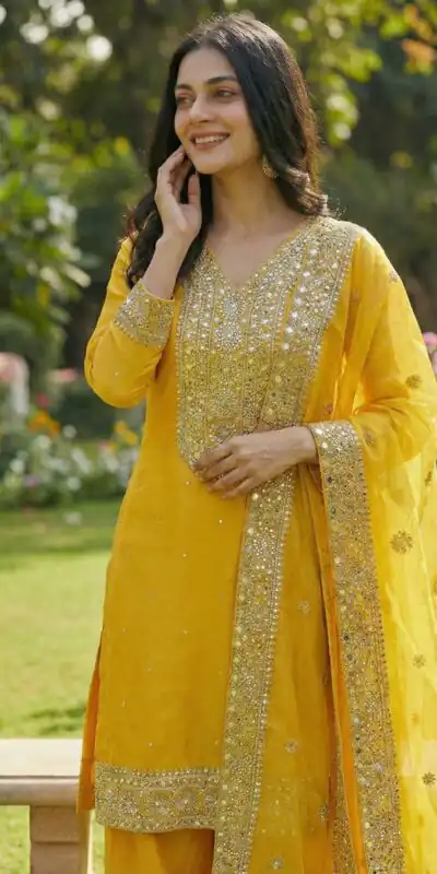 JF 040 Yellow Fendy Silk Salwar Suitwith Embroidery Work & Lace Work. Now at just ₹2049. Delivery 4-6 Working Days. Shop now. | Jump Suits, Salwar suit, Casual Suits, Creative suits, Designer Suits, Palazzo Suits, Party Wear Suits, Patiala Suits, Straight Suits
