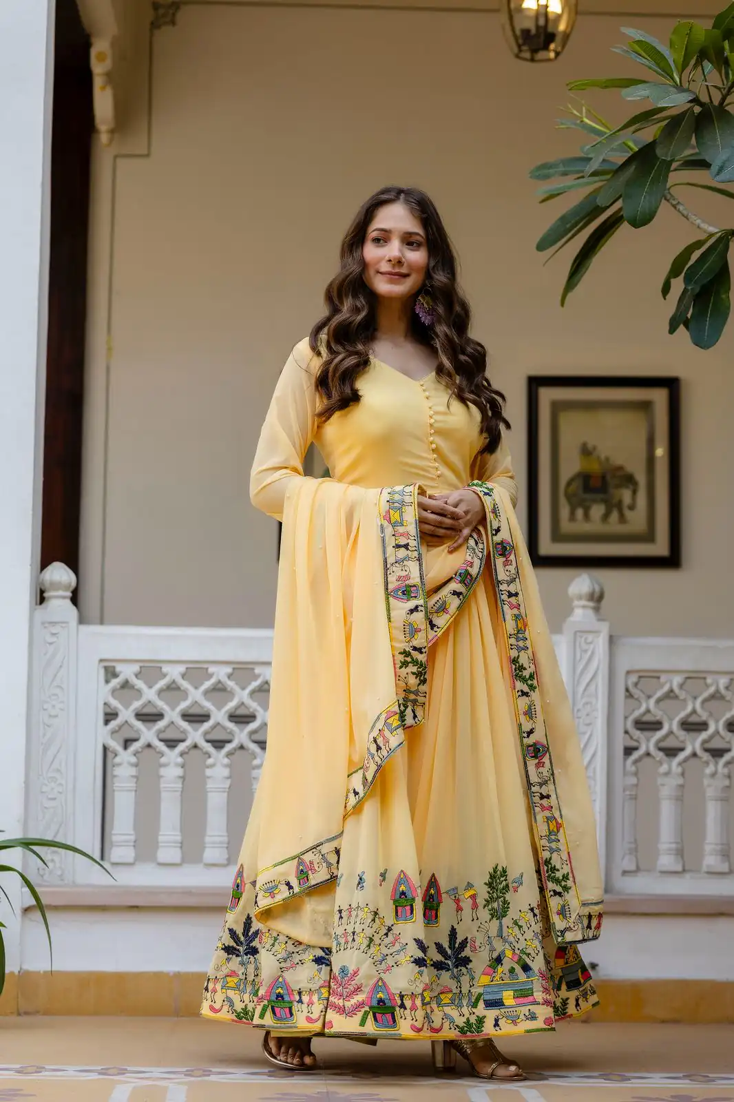 RR 41 Yellow Faux Georgette Gown Perfect for Wedding, Party, Makar Sankranti, Karwa Chauth, Ethnic Day – . Now at just ₹2599. Delivery 4-6 Working D | Gowns, Bollywood Gowns, Creative Gowns, Designer Gowns, Embroidered Gowns, Party Wear Gowns