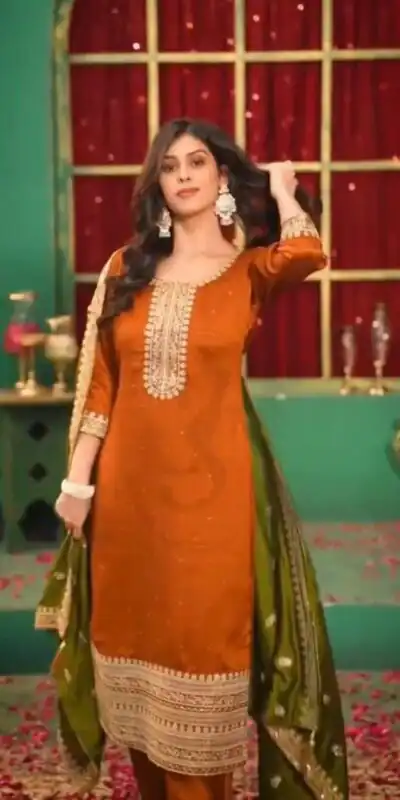 DC 96 Orange Color Chinon Silk Salwar Suit with Embroidery Work. Online Get it for ₹2149. Delivery 4-6 Working Days. Shop now. | Jump Suits, Salwar suit, Casual Suits, Creative suits, Designer Suits, Palazzo Suits, Party Wear Suits, Patiala Suits, Straight Suits