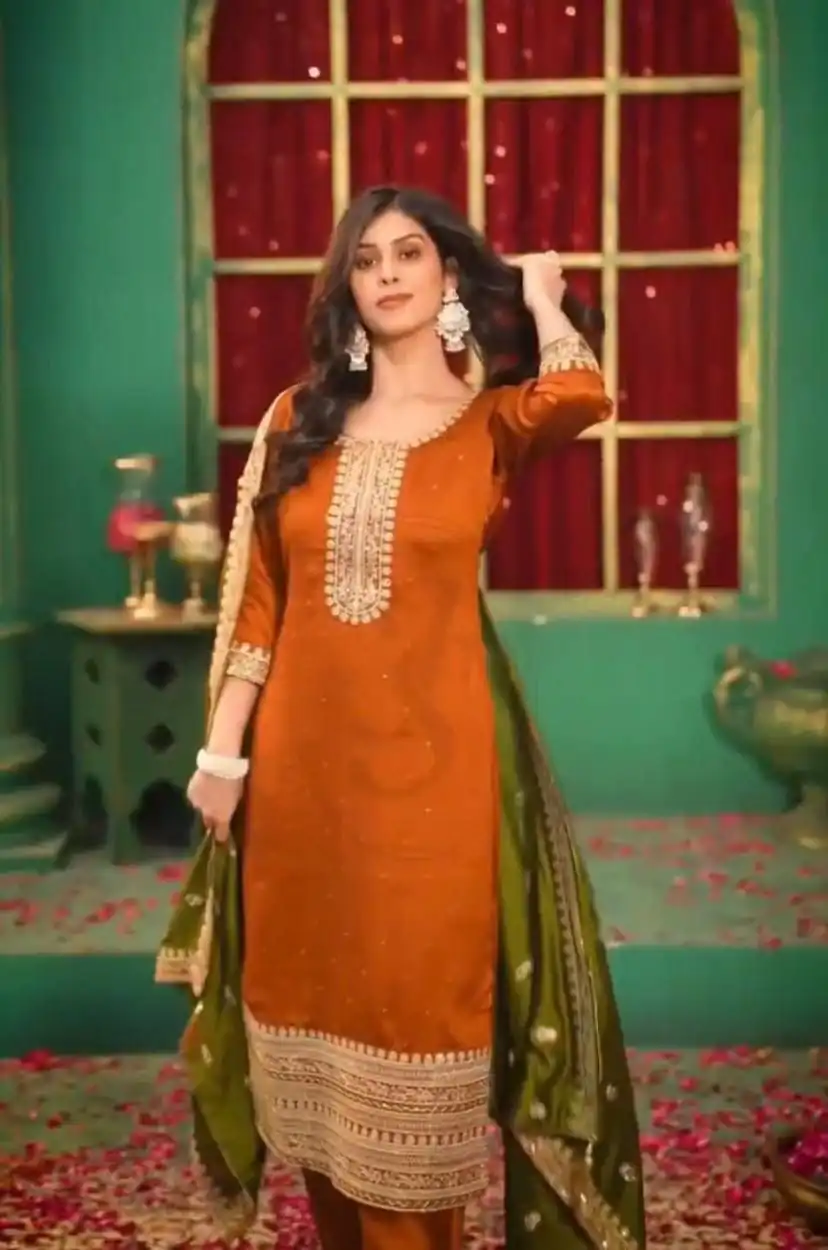 DC 96 Orange Color Chinon Silk Salwar Suit with Embroidery Work. Online Get it for ₹2149. Delivery 4-6 Working Days. Shop now. | Jump Suits, Salwar suit, Casual Suits, Creative suits, Designer Suits, Palazzo Suits, Party Wear Suits, Patiala Suits, Straight Suits