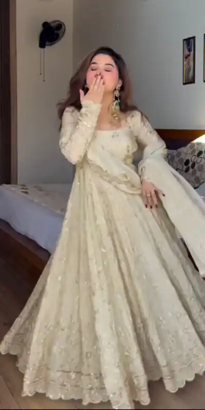 WW 1253 Cream Color Chinon Silk Sequence Lace Work Gown. Online Affordable Price ₹2549. Delivery 4-6 Working Days. Shop now. | Gowns, Bollywood Gowns, Creative Gowns, Designer Gowns, Embroidered Gowns, Party Wear Gowns