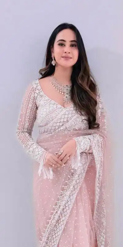 NC 5335 Baby Pink in Soft Net Embroidery Work & Sequins Work Saree . Now at just âš1899. Delivery 4-6 Working Days. Shop now. | Designer Sarees, Sarees, Bollywood Sarees, Creative Sarees, Embroidered Sarees, Ethnic Saree, Modern Digital sarees, Party Wear Sarees