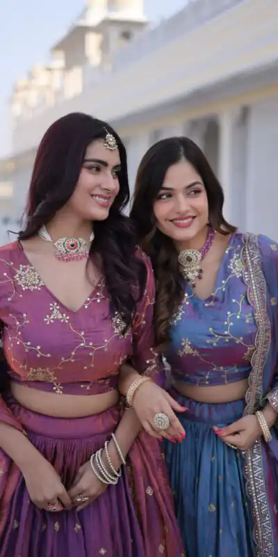 KA 5066 Purple Ysl Silk Lehenga Choli Perfect for Wedding, Party, Lohri, Pongal, Engagement – . Now at just ₹2649. Delivery 4-6 Working Days. Shop now. | Lehenga, Bollywood Lehenga, Creative Lehenga, Designer Lehenga, Embroidered Lehenga, Party Wear Lehenga