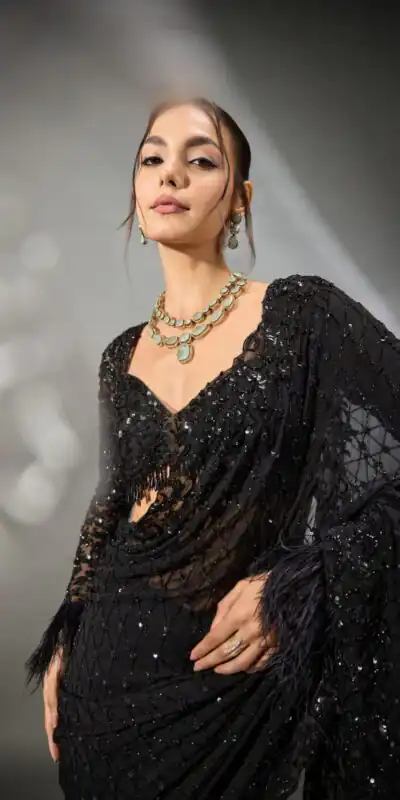 DF 3474 Black Faux Georgette Saree Perfect for Wedding, Party, Bridal Wear, Baisakhi, Raksha Bandhan –. Introductory Price ₹1799. Delivery 4-6 Workin | Designer Sarees, Sarees, Bollywood Sarees, Creative Sarees, Embroidered Sarees, Ethnic Saree, Modern Digital sarees, Party Wear Sarees