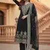 Black Georgette Sequences Lace Work Salwar Suit