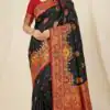 MB 56 Black Paithani Silk Saree with Lace Border & Lace Work. Affordable Price ₹2399. Delivery 4-6 Working Days. Shop now. | Designer Sarees, Sarees, Bollywood Sarees, Creative Sarees, Embroidered Sarees, Ethnic Saree, Modern Digital sarees, Party Wear Sarees