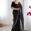 SC 1017 Black Soft Twil Net Silk Saree Perfect for Wedding, Party, Temple Visit, Reception, Sangeet – . Now at just ₹1699. Delivery 4-6 Working Days. | Designer Sarees, Sarees, Bollywood Sarees, Creative Sarees, Embroidered Sarees, Ethnic Saree, Modern Digital sarees, Party Wear Sarees