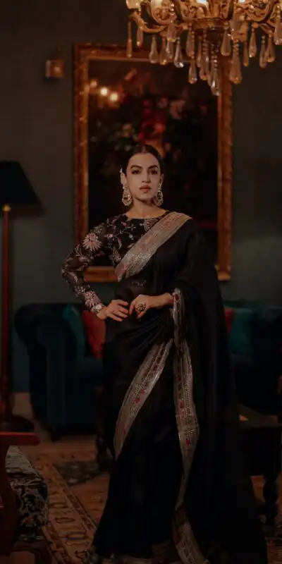 NC 5490 Black Space Silk With Sequins Work Saree. Perfect for Wedding, Party, Onam, Family Gatherings, – Festive Deal ₹2449. Delivery 4-6 Working Days | Designer Sarees, Sarees, Bollywood Sarees, Creative Sarees, Embroidered Sarees, Ethnic Saree, Modern Digital sarees, Party Wear Sarees