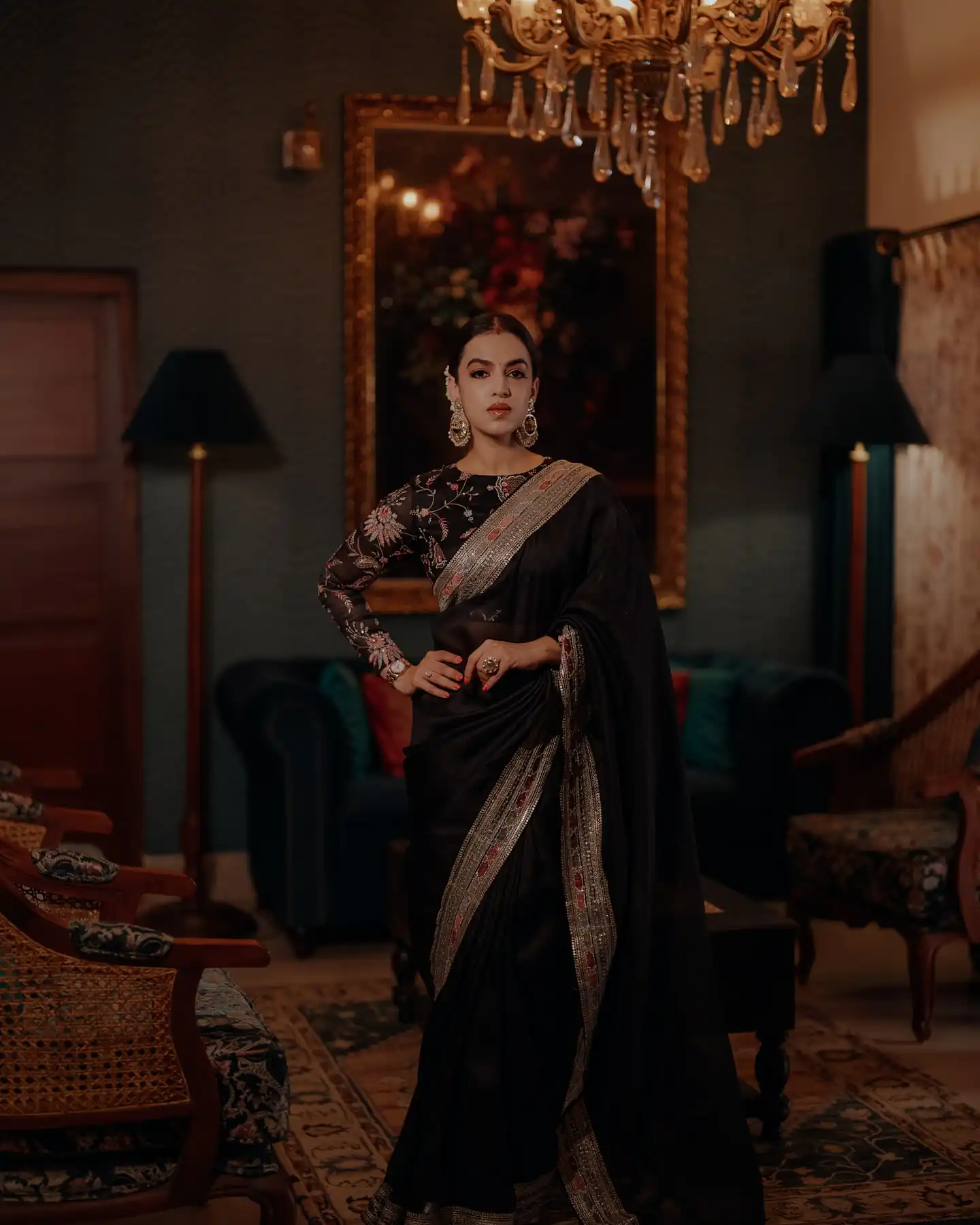 NC 5490 Black Space Silk With Sequins Work Saree. Perfect for Wedding, Party, Onam, Family Gatherings, – Festive Deal ₹2449. Delivery 4-6 Working Days | Designer Sarees, Sarees, Bollywood Sarees, Creative Sarees, Embroidered Sarees, Ethnic Saree, Modern Digital sarees, Party Wear Sarees