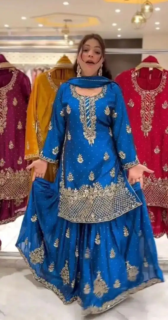 NF 1249 Blue Color Chinon Silk Salwar Suit with Embroidery Work. Online Get it for ₹2149. Delivery 4-6 Working Days. Shop now. | Jump Suits, Salwar suit, Casual Suits, Creative suits, Designer Suits, Palazzo Suits, Party Wear Suits, Patiala Suits, Straight Suits