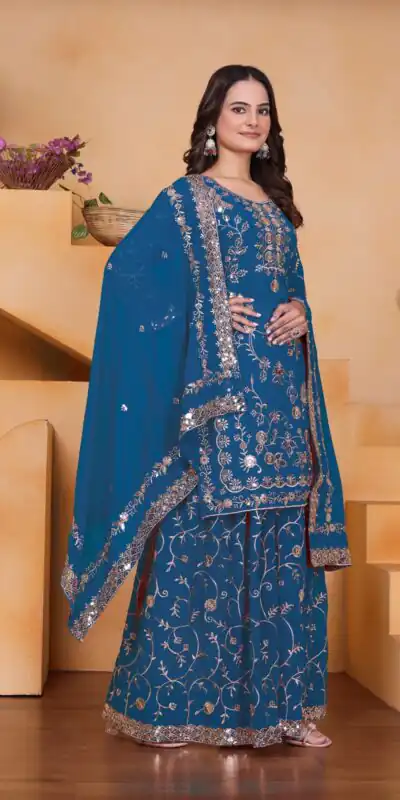 FE 99 Blue Color Fox Georgette Salwar Suit with Embroidery Work. Online Now at just ₹2549. Delivery 4-6 Working Days. Shop now. | Jump Suits, Salwar suit, Casual Suits, Creative suits, Designer Suits, Palazzo Suits, Party Wear Suits, Patiala Suits, Straight Suits