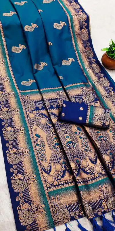 Blue Paithani Silk Zari Lace Work Saree