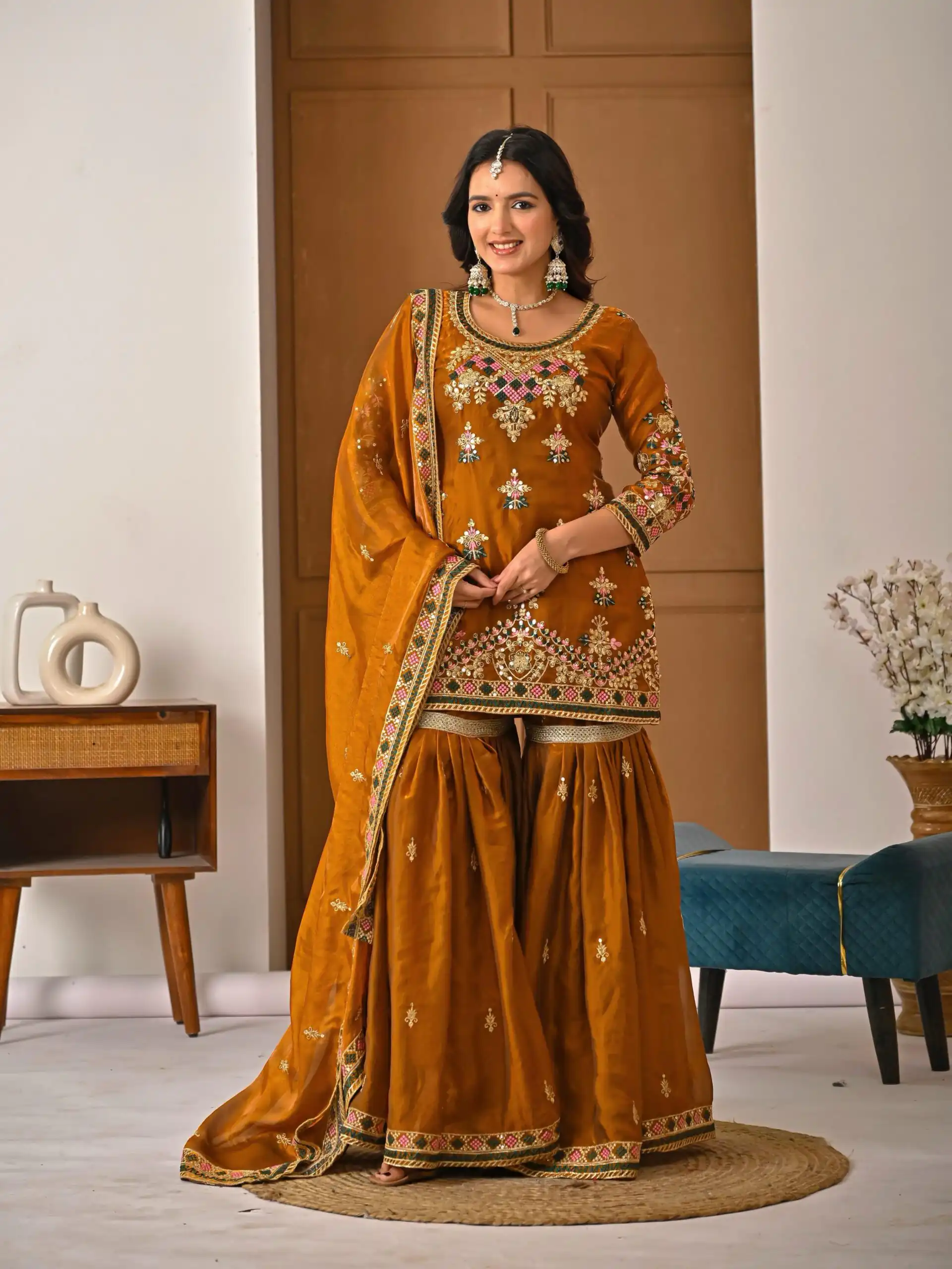 ND 5056 Brown Fandy Silk Salwar Suit with Embroidery Work. Wedding, Party, Festive, Events Now at just ₹2649. Delivery 4-6 Working Days. Shop now. | Jump Suits, Salwar suit, Casual Suits, Creative suits, Designer Suits, Palazzo Suits, Party Wear Suits, Patiala Suits, Straight Suits