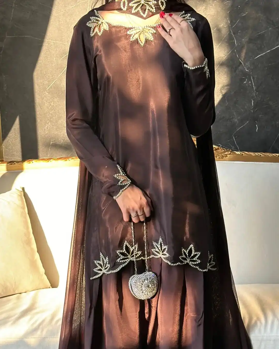 NF 1270 Brown Natural Crep Salwar Suit Brown with Embroidery Work. Exclusive Offer ₹1899. Delivery 4-6 Working Days. Shop now. | Jump Suits, Salwar suit, Casual Suits, Creative suits, Designer Suits, Palazzo Suits, Party Wear Suits, Patiala Suits, Straight Suits