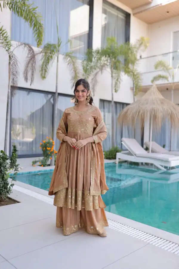 Chiku Super Silk Sequins Embroidery Work Salwar Suit