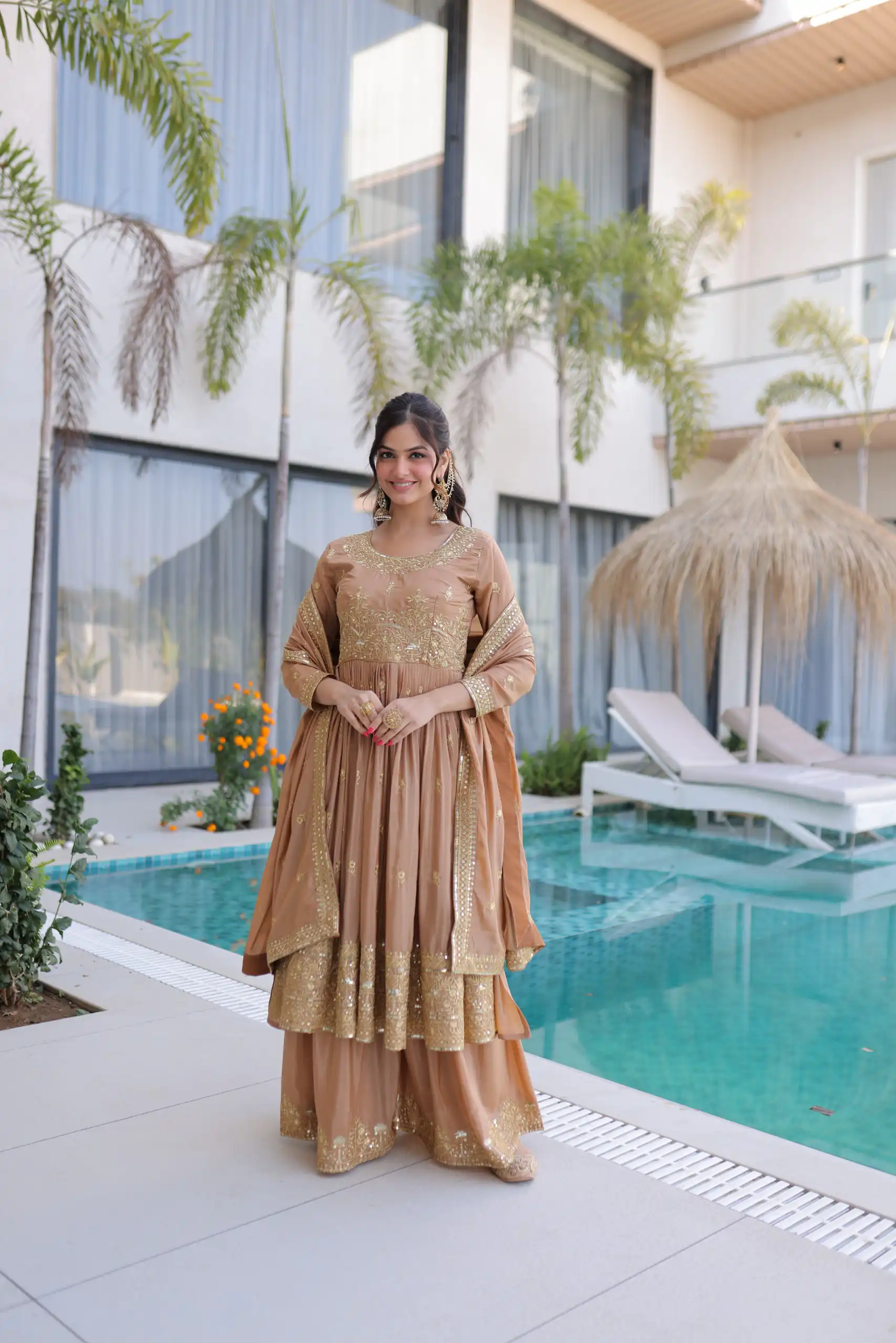 Chiku Super Silk Sequins Embroidery Work Salwar Suit - Image 5