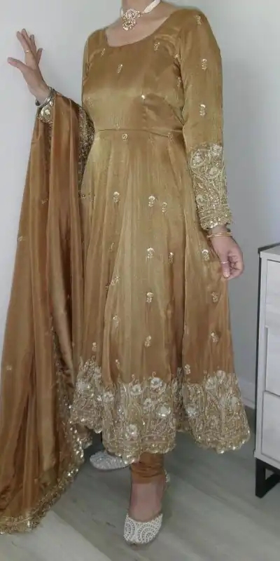 ND 5037 Chiku Zimmy Silk Anarkali Suit. Perfect for Wedding, Party, Temple Visit, Family Gatherings, Makar Sankranti – Now at just ₹2149. Delivery 4-6 | Anarkali Suits, Bollywood Anarkali, Creative-Anarkali, Designer Anarkali, Embroidered Anarkali, Party Wear Anarkali