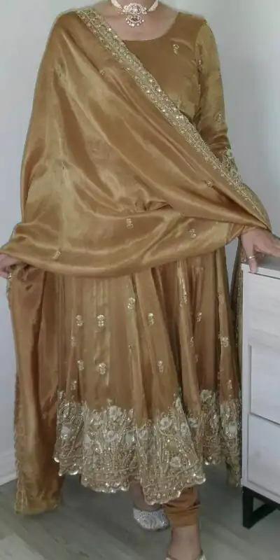 ND 5037 Chiku Zimmy Silk Anarkali Suit. Perfect for Wedding, Party, Temple Visit, Family Gatherings, Makar Sankranti – Now at just ₹2149. Delivery 4-6 | Anarkali Suits, Bollywood Anarkali, Creative-Anarkali, Designer Anarkali, Embroidered Anarkali, Party Wear Anarkali