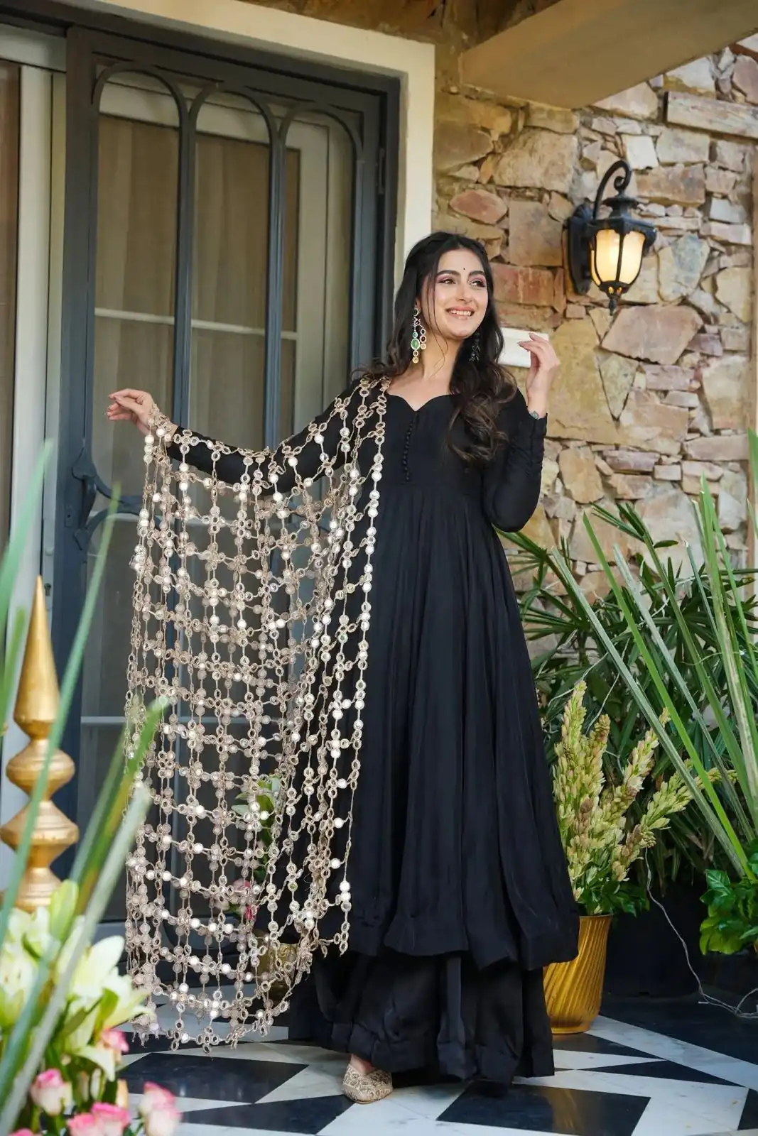 JF 036 Black Color Classic Roman Silk Gown with Embroidery Work. Available at ₹2599 only. Delivery 4-6 Working Days. Shop now. | Gowns, Bollywood Gowns, Creative Gowns, Designer Gowns, Embroidered Gowns, Party Wear Gowns