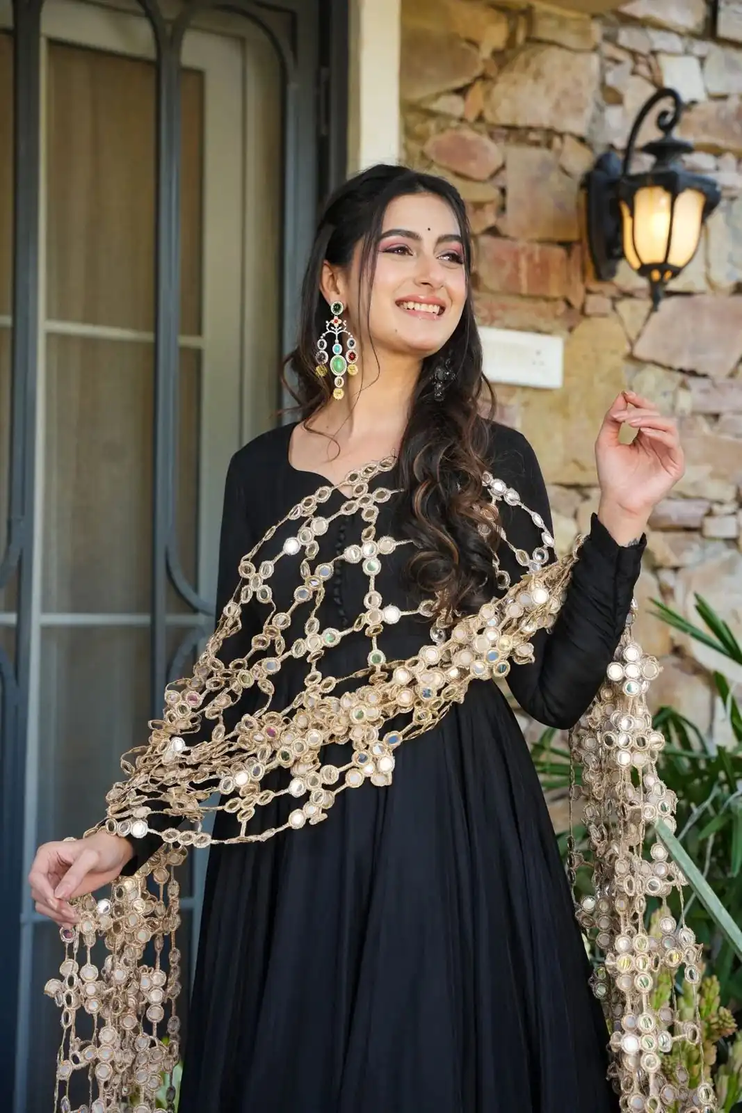 JF 036 Black Color Classic Roman Silk Gown with Embroidery Work. Available at ₹2599 only. Delivery 4-6 Working Days. Shop now. | Gowns, Bollywood Gowns, Creative Gowns, Designer Gowns, Embroidered Gowns, Party Wear Gowns