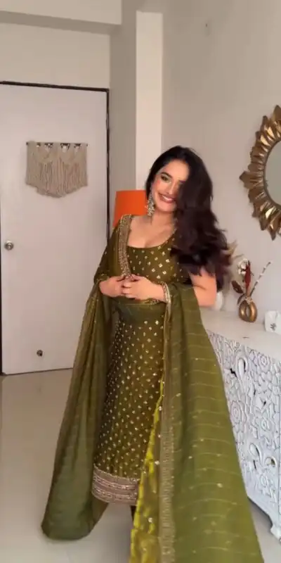 ZSR 3163 Mehendi Mehendi Fendy Silk Salwar Suit with Mirror Work & Embroidery Work. Best Price ₹2099. Delivery 4-6 Working Days. Shop now. | Jump Suits, Salwar suit, Casual Suits, Creative suits, Designer Suits, Palazzo Suits, Party Wear Suits, Patiala Suits, Straight Suits