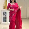 KP 6085 Red Pink Lichi Silk Saree with Lace Border & Lace Work. Special Price ₹1449. Delivery 4-6 Working Days. Shop now. | Designer Sarees, Modern Digital sarees, Sarees, Bollywood Sarees, Creative Sarees, Embroidered Sarees, Ethnic Saree, Party Wear Sarees