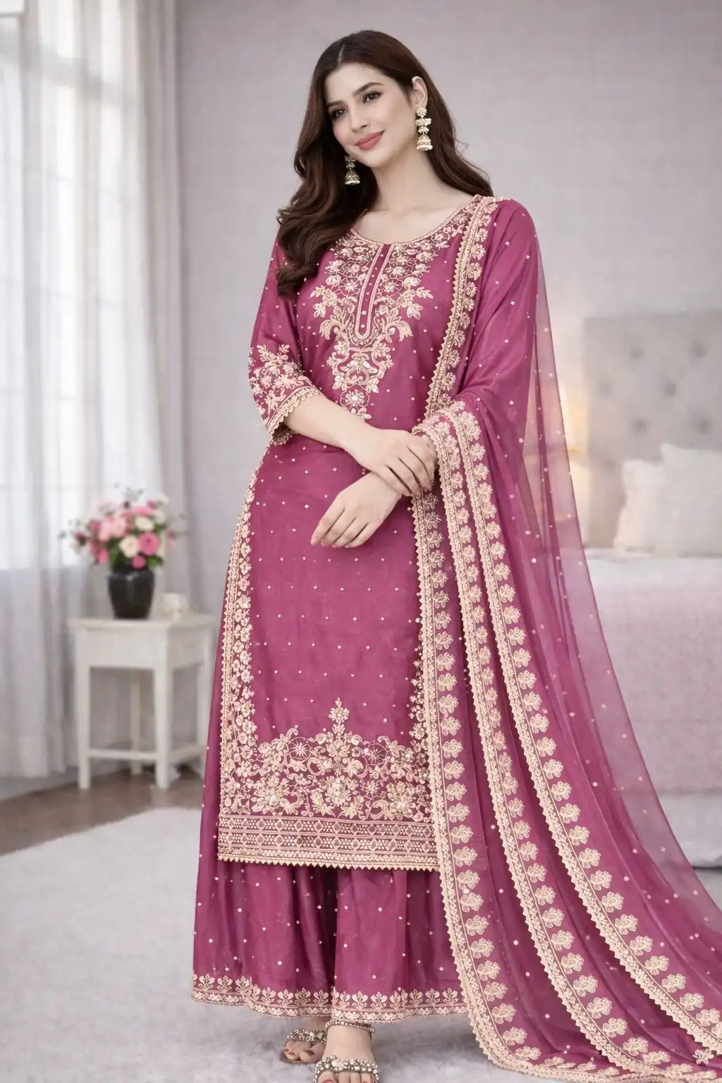 SSR 535 Rani Pink Color in Organza Silk Embroidery Work Salwar Suit . Available at ₹2399 only. Delivery 4-6 Working Days. Shop now. | Jump Suits, Salwar suit, Casual Suits, Creative suits, Designer Suits, Palazzo Suits, Party Wear Suits, Patiala Suits, Straight Suits