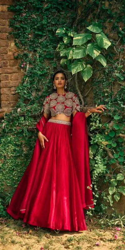 FB L373 Red Color Classic Roman Silk Lehenga Choli with Embroidery Work. Available at ₹3049 only. Delivery 4-6 Working Days. Shop now. | Lehenga, Bollywood Lehenga, Creative Lehenga, Designer Lehenga, Embroidered Lehenga, Party Wear Lehenga