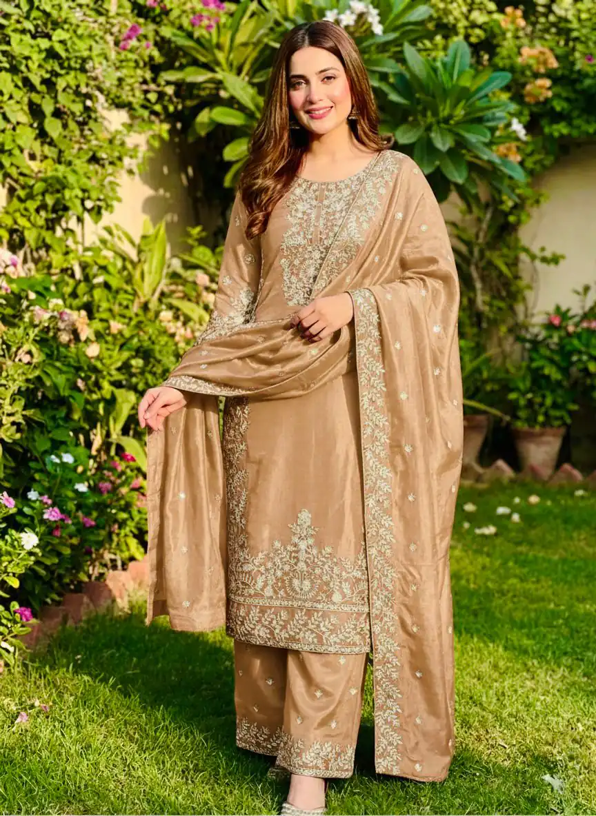 SRK 5316 Cream Organza Silk Salwar Suit Perfect for Wedding, Party, Makar Sankranti, Eid, Durga Puja – . Affordable Price ₹2149. Delivery 4-6 Workin | Jump Suits, Salwar suit, Casual Suits, Creative suits, Designer Suits, Palazzo Suits, Party Wear Suits, Patiala Suits, Straight Suits