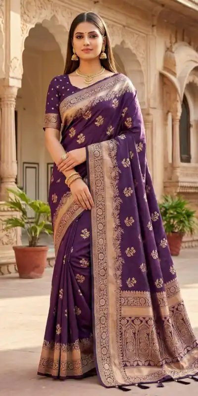 MB 39 Dark Purple Color Banarasi Saree with Zari Work & Lace Work. Introductory Price ₹1899. Delivery 4-6 Working Days. Shop now. | Designer Sarees, Sarees, Bollywood Sarees, Creative Sarees, Embroidered Sarees, Ethnic Saree, Modern Digital sarees, Party Wear Sarees