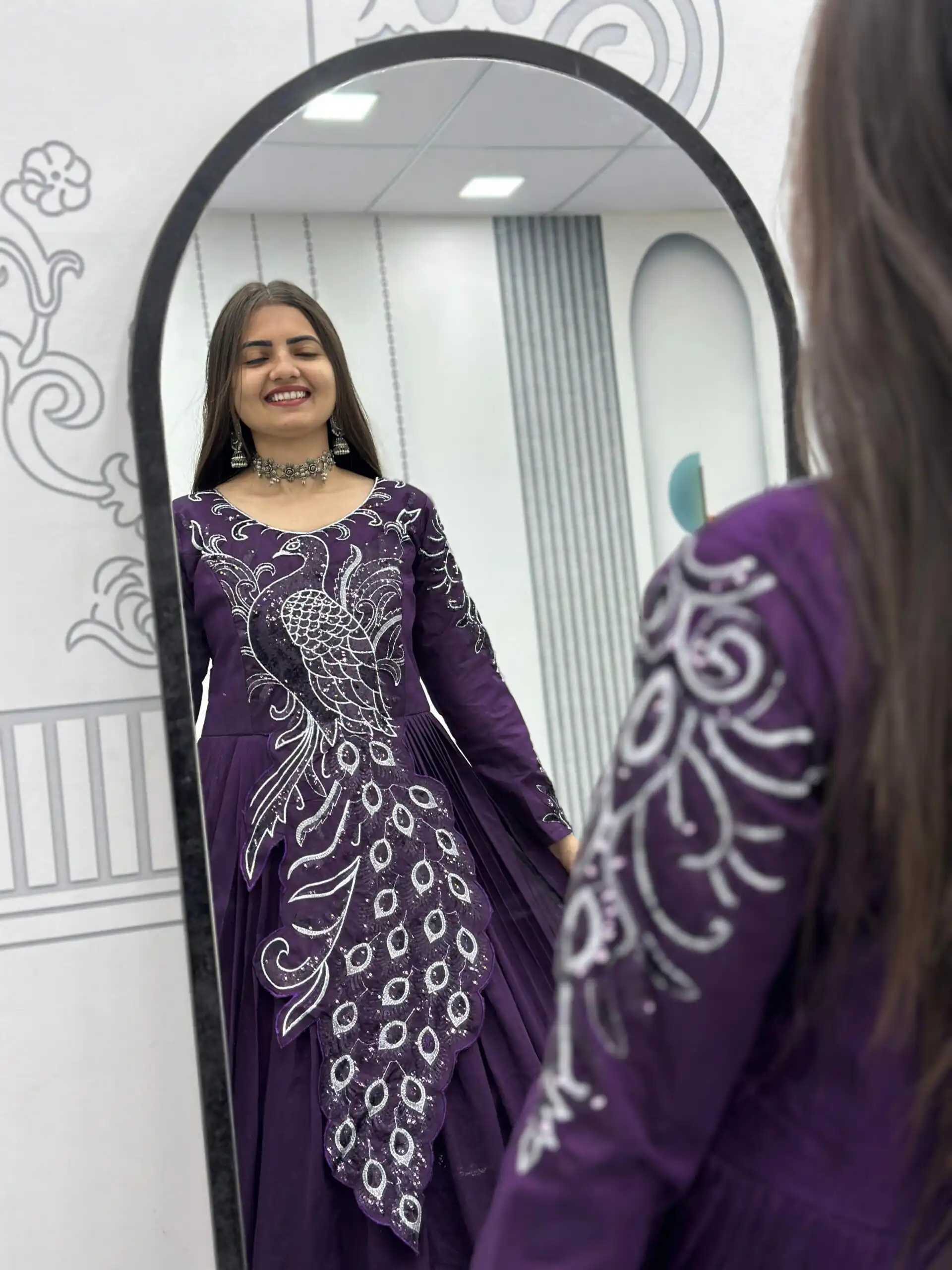 PC 564 Dark Purple Vichitra Silk Gown Perfect for Wedding, Party, Holi, Anniversary, Mehendi –. Grab it for ₹2049. Delivery 4-6 Working Days. Shop now. | Gowns, Bollywood Gowns, Creative Gowns, Designer Gowns, Embroidered Gowns, Party Wear Gowns