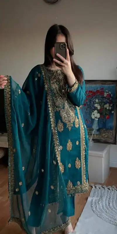 MD 3042 Teal Chinon Silk Salwar Suit with Embroidery Work & Lace Work. Affordable Price ₹2049. Delivery 4-6 Working Days. Shop now. | Jump Suits, Salwar suit, Casual Suits, Creative suits, Designer Suits, Palazzo Suits, Party Wear Suits, Patiala Suits, Straight Suits