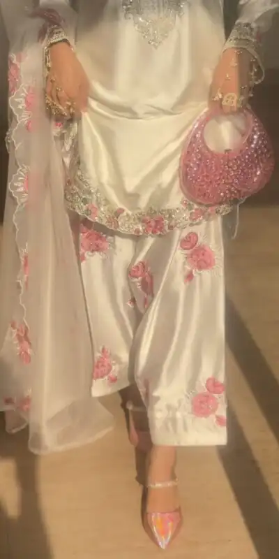 MD 3081 Off White Japan Satin Salwar Suit Perfect for Wedding, Party, Durga Puja, Traditional Day, Temple Visit – . Introductory Price ₹2549. Deli | Jump Suits, Salwar suit, Casual Suits, Creative suits, Designer Suits, Palazzo Suits, Party Wear Suits, Patiala Suits, Straight Suits