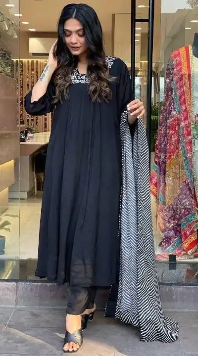 DC G46 Black in Maslin Digital Print Salwar Suit . Wedding, Party, Festive, Events, Introductory Price ₹1699. Delivery 4-6 Working Days. Shop now. | Jump Suits, Salwar suit, Casual Suits, Creative suits, Designer Suits, Palazzo Suits, Party Wear Suits, Patiala Suits, Straight Suits