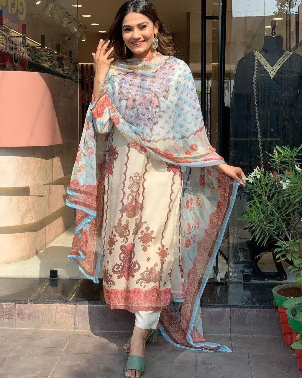 DC G24 Off White in Maslin Digital Print Salwar Suit . Wedding, Party, Festive, Events, Introductory Price ₹1649. Delivery 4-6 Working Days. Shop now. | Jump Suits, Salwar suit, Casual Suits, Creative suits, Designer Suits, Palazzo Suits, Party Wear Suits, Patiala Suits, Straight Suits