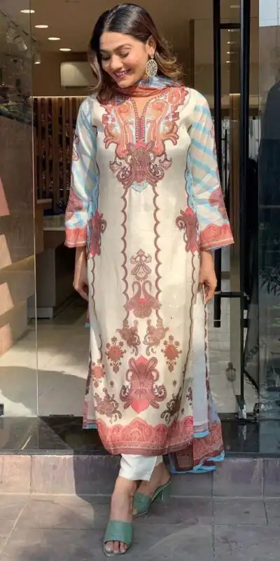 DC G24 Off White in Maslin Digital Print Salwar Suit . Wedding, Party, Festive, Events, Introductory Price ₹1649. Delivery 4-6 Working Days. Shop now. | Jump Suits, Salwar suit, Casual Suits, Creative suits, Designer Suits, Palazzo Suits, Party Wear Suits, Patiala Suits, Straight Suits