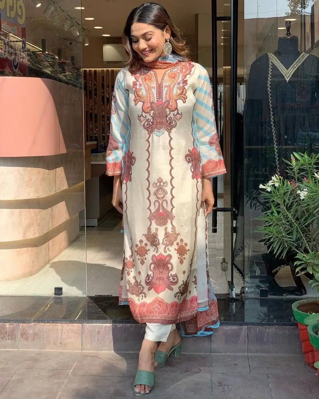 DC G24 Off White in Maslin Digital Print Salwar Suit . Wedding, Party, Festive, Events, Introductory Price ₹1649. Delivery 4-6 Working Days. Shop now. | Jump Suits, Salwar suit, Casual Suits, Creative suits, Designer Suits, Palazzo Suits, Party Wear Suits, Patiala Suits, Straight Suits