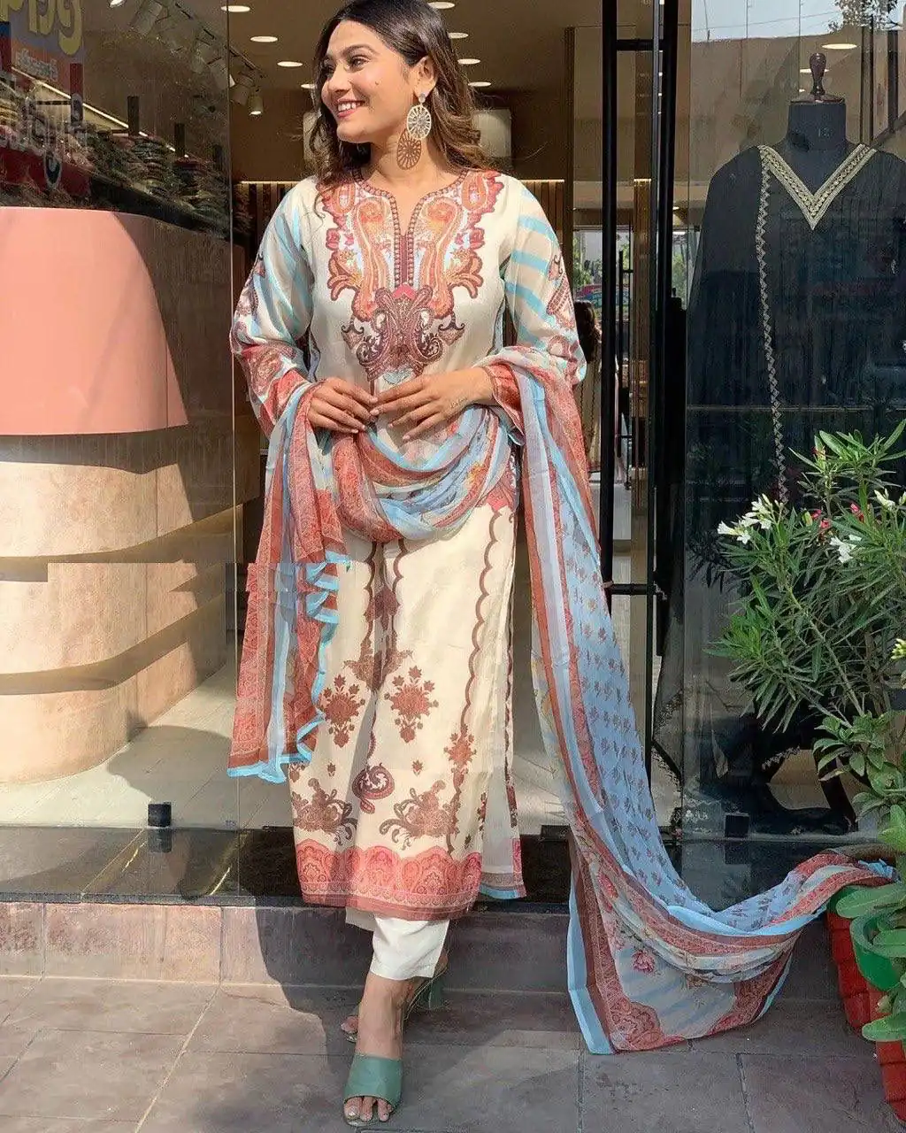 DC G24 Off White in Maslin Digital Print Salwar Suit . Wedding, Party, Festive, Events, Introductory Price ₹1649. Delivery 4-6 Working Days. Shop now. | Jump Suits, Salwar suit, Casual Suits, Creative suits, Designer Suits, Palazzo Suits, Party Wear Suits, Patiala Suits, Straight Suits