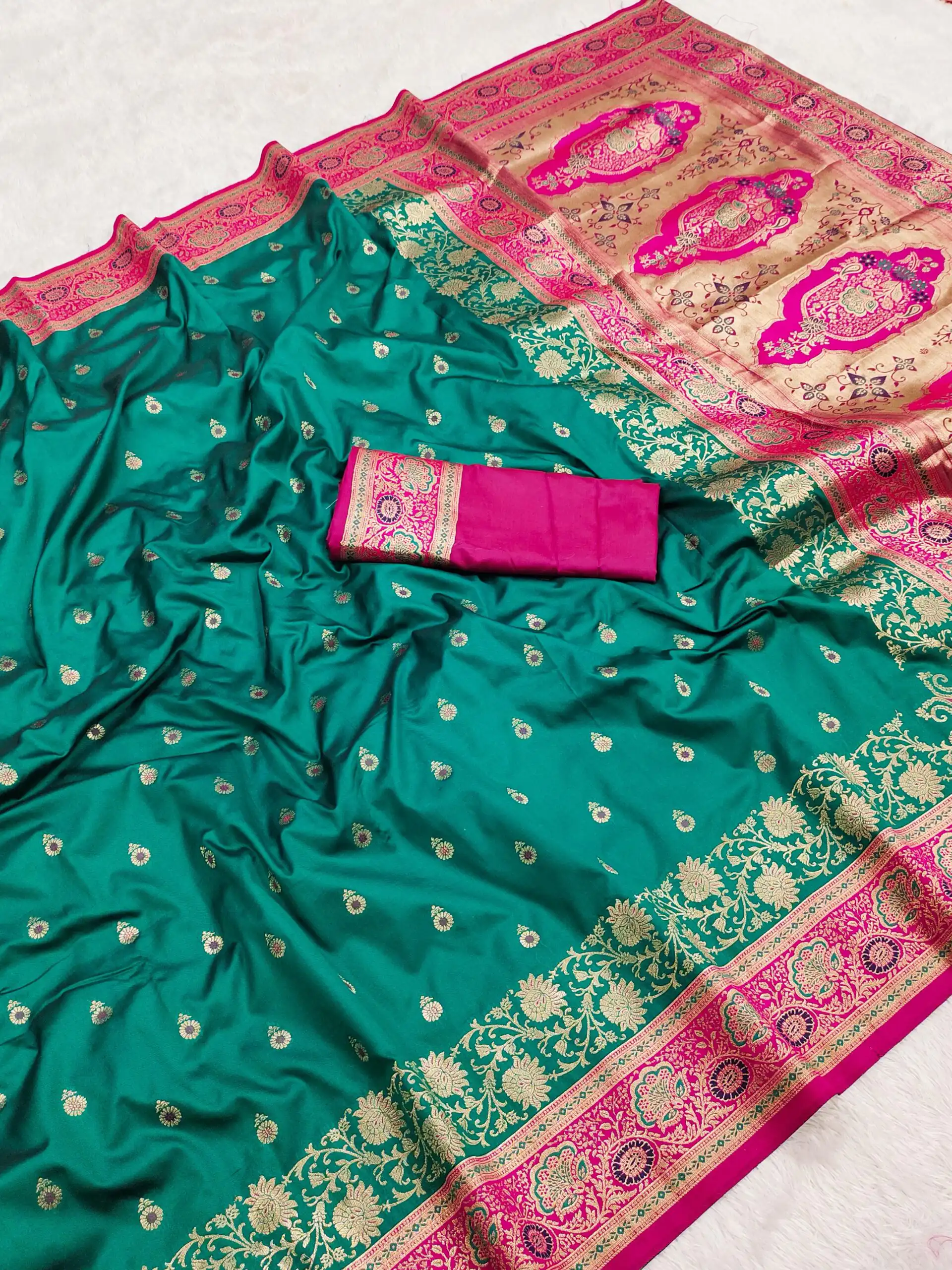 MB 3315 Firozi Color Banarasi Silk Gold Zari Border Saree . Wedding, Party, Festive, Available at ₹2049 only. Delivery 4-6 Working Days. Shop now. | Designer Sarees, Sarees, Bollywood Sarees, Creative Sarees, Embroidered Sarees, Ethnic Saree, Modern Digital sarees, Party Wear Sarees