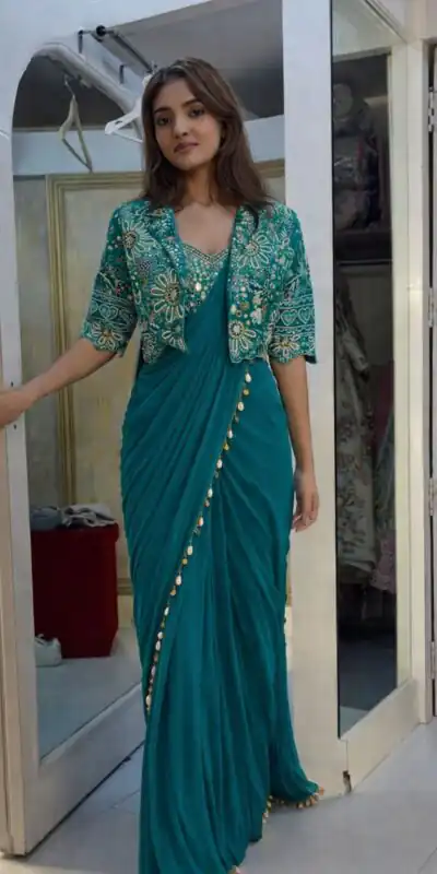 BB 59 Firozi Crep Silk Saree. Perfect for Wedding, Party, Pongal, Reception, Housewarming – Introductory Price ₹2399. Delivery 4-6 Working | Designer Sarees, Sarees, Bollywood Sarees, Creative Sarees, Embroidered Sarees, Ethnic Saree, Modern Digital sarees, Party Wear Sarees