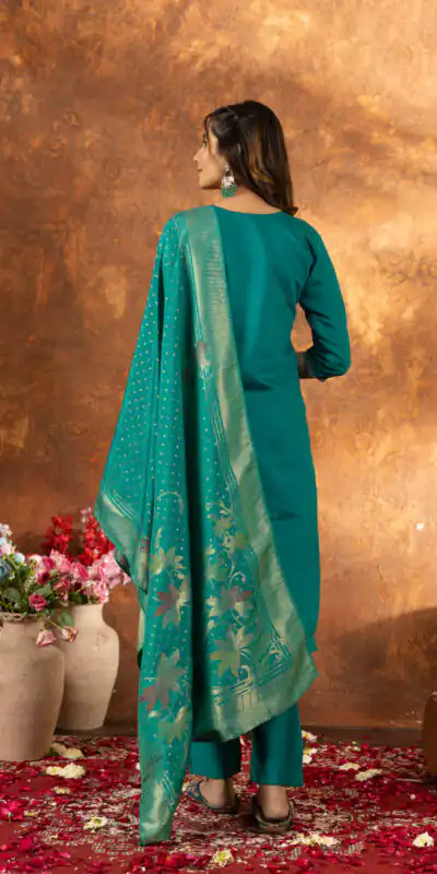 DIVA 103 Firozi Marina Silk Salwar Suit with Embroidery Work. Introductory Price ₹2049. Delivery 4-6 Working Days. Shop now. | Jump Suits, Salwar suit, Casual Suits, Creative suits, Designer Suits, Palazzo Suits, Party Wear Suits, Patiala Suits, Straight Suits