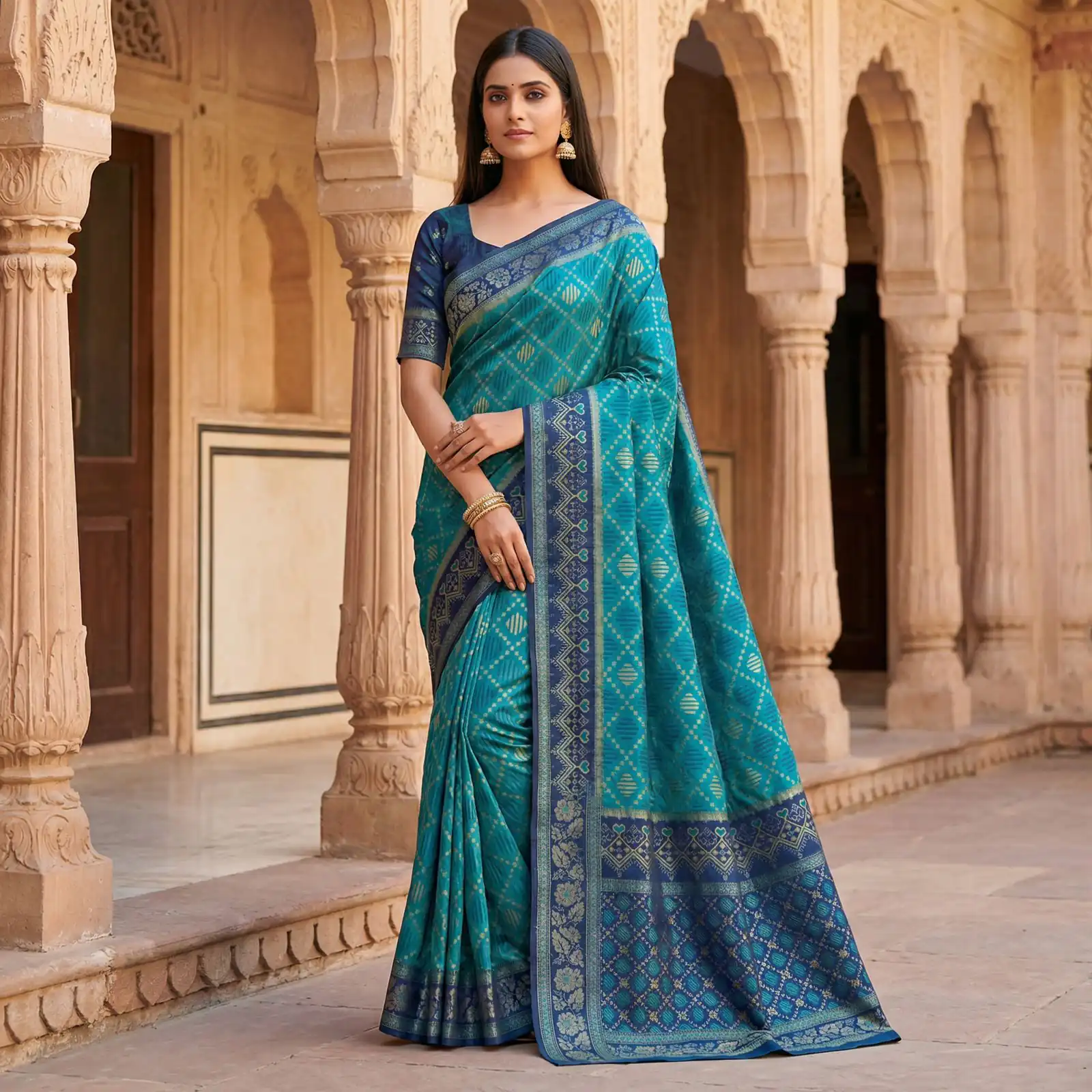 MB 6088 Firozi Color Lace Work & Zari Work Sareein Pochampalli Silk. Best Price ₹2049. Delivery 4-6 Working Days. Shop now. | Designer Sarees, Sarees, Bollywood Sarees, Creative Sarees, Embroidered Sarees, Ethnic Saree, Modern Digital sarees, Party Wear Sarees
